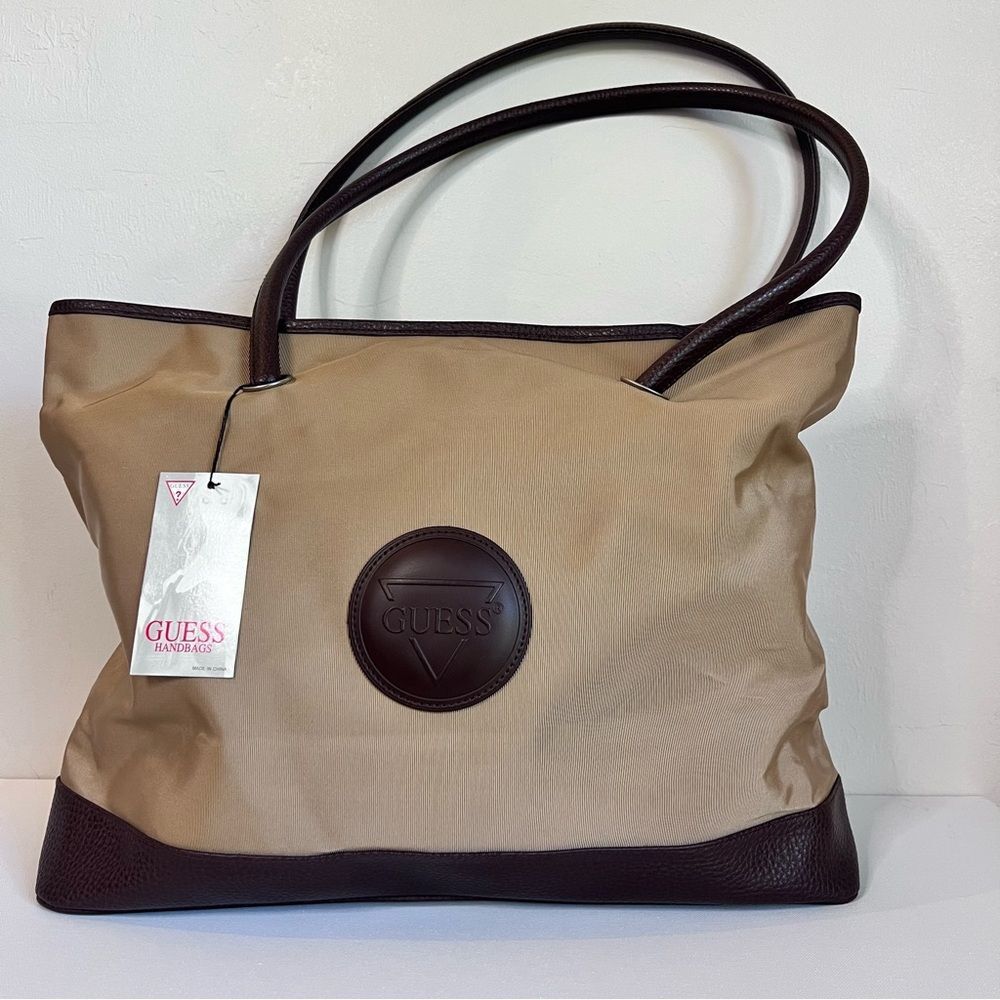 GUESS Tan and Brown Women's Tote Bag
